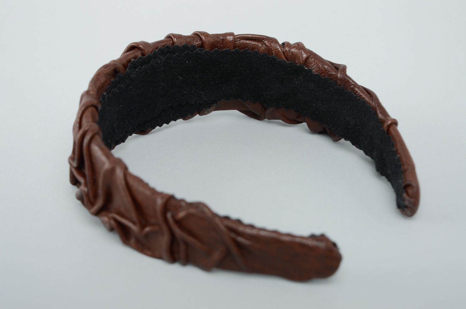 Genuine leather headband of brown color  photo 4