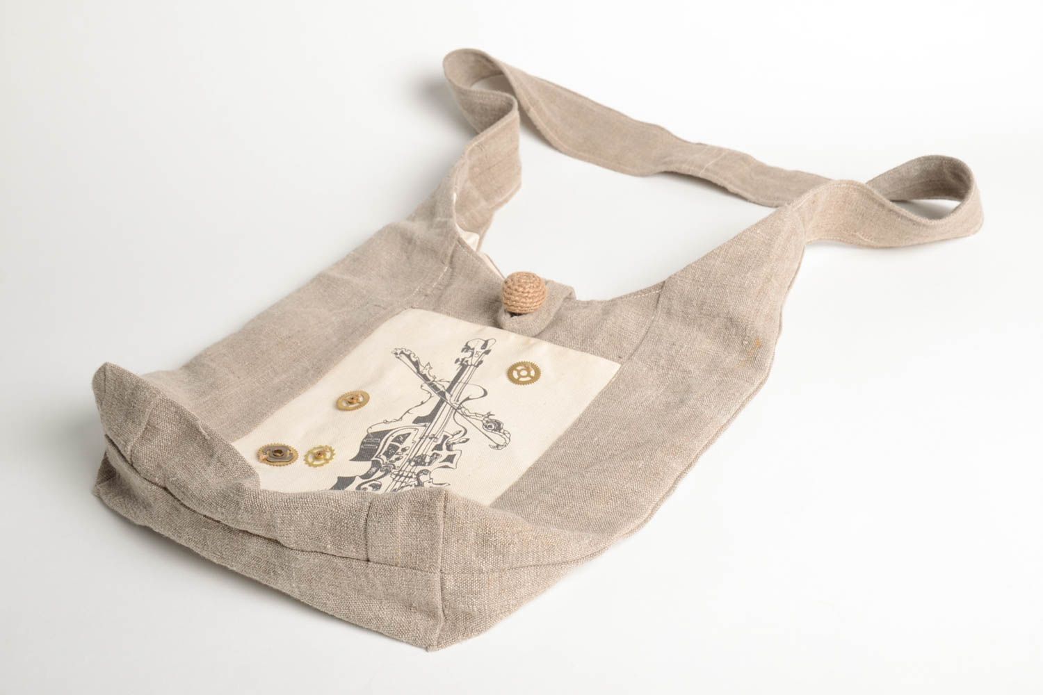 Handmade linen shoulder bag stylish accessories women bags designer bags photo 2
