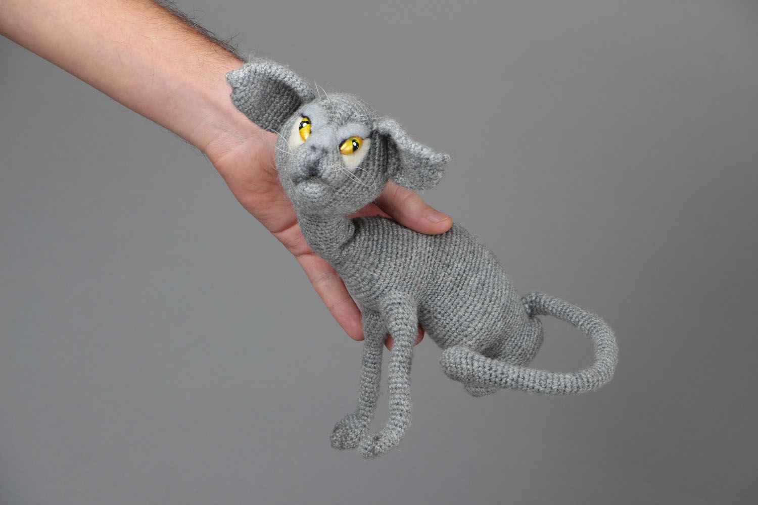 Homemade knitted toy Sphynx Cat photo 4