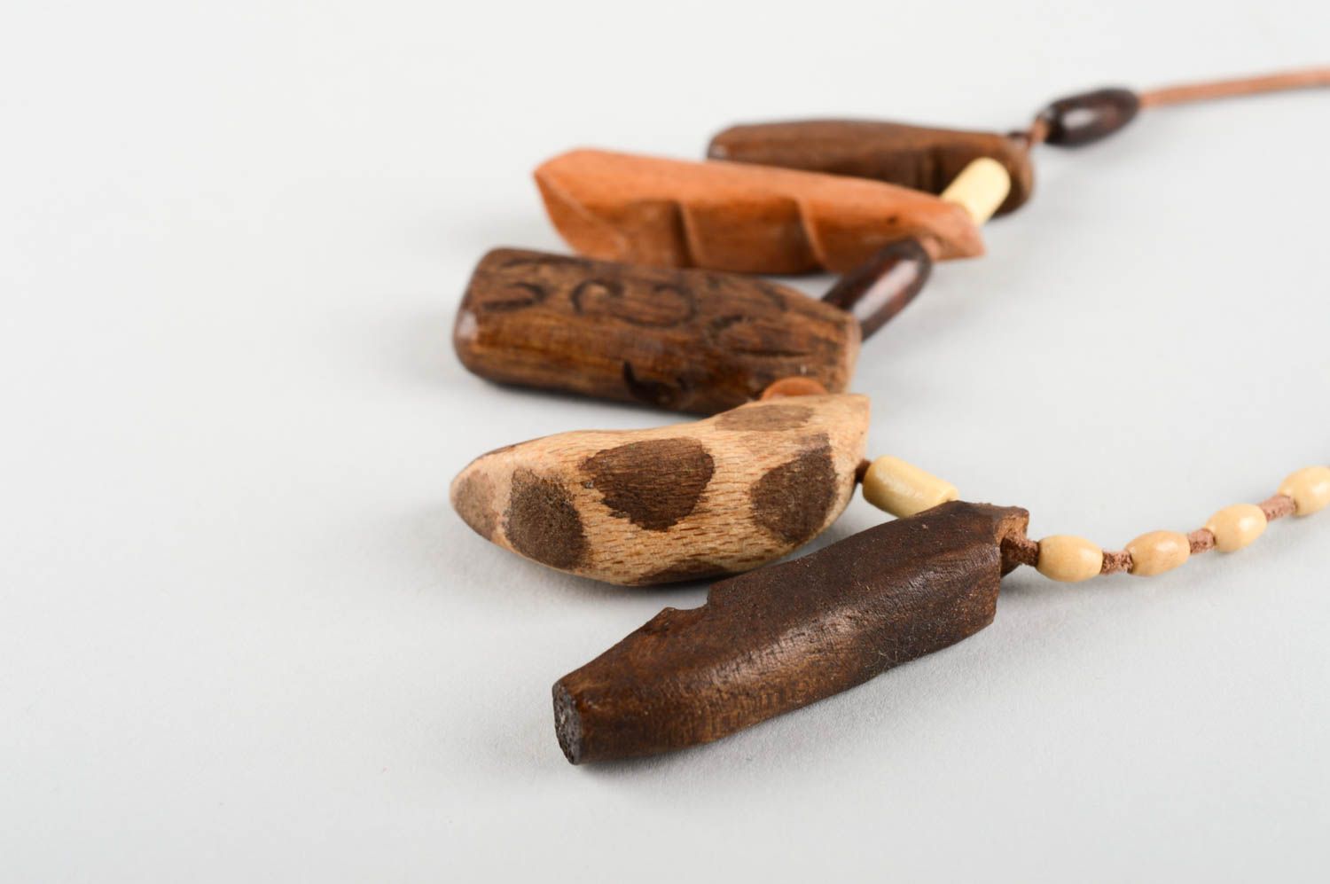 Unusual handmade wooden pendant artisan jewelry wood craft neck accessories photo 4