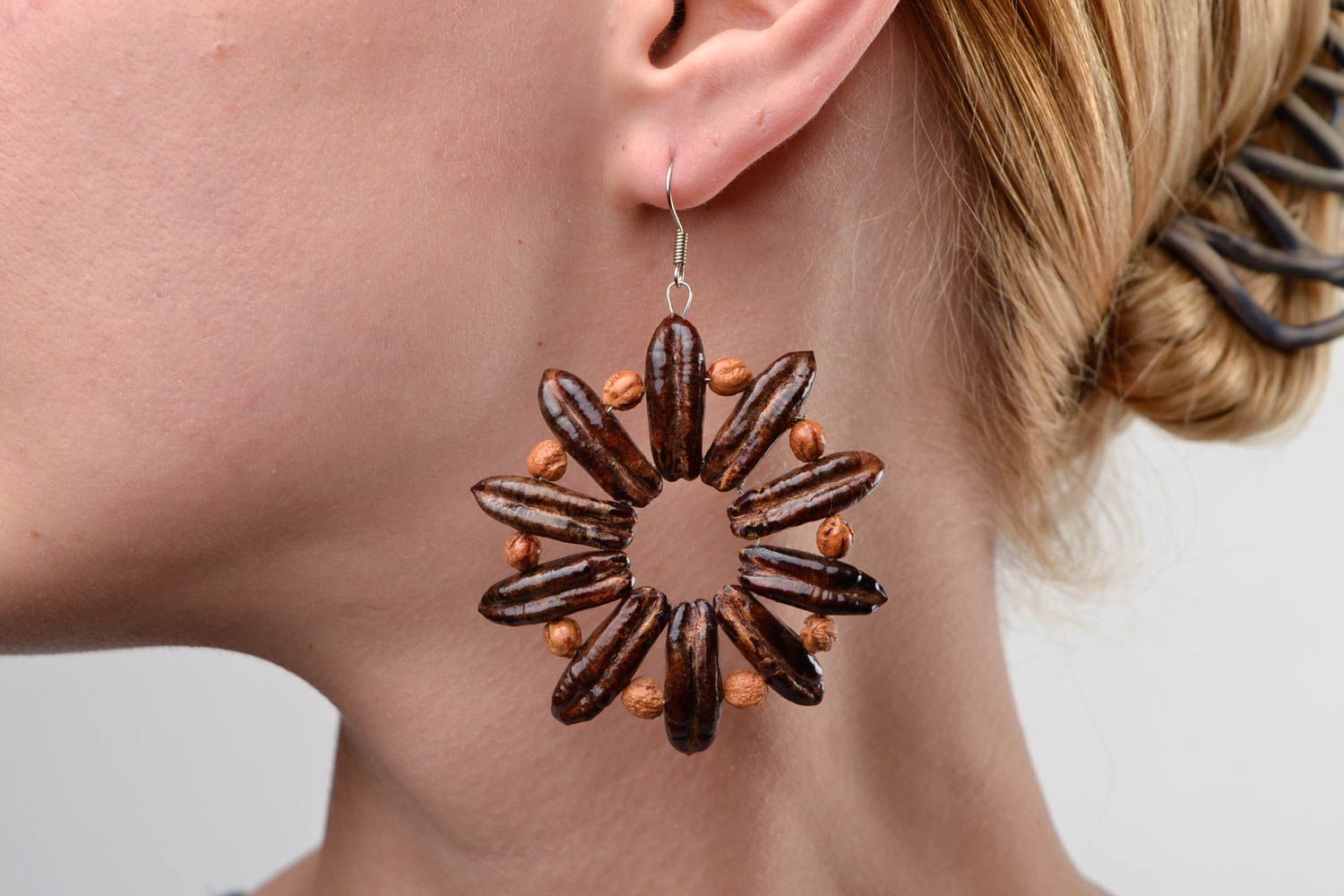 Wooden jewelry handmade earrings wood earrings fashion accessories gifts for her photo 1
