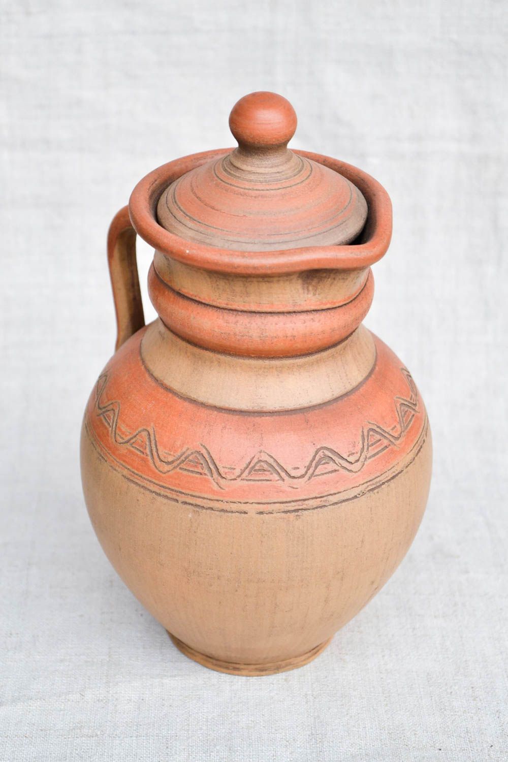 Handmade Italian style 60 oz ceramic water pitcher 10 inches, 2 lb photo 3