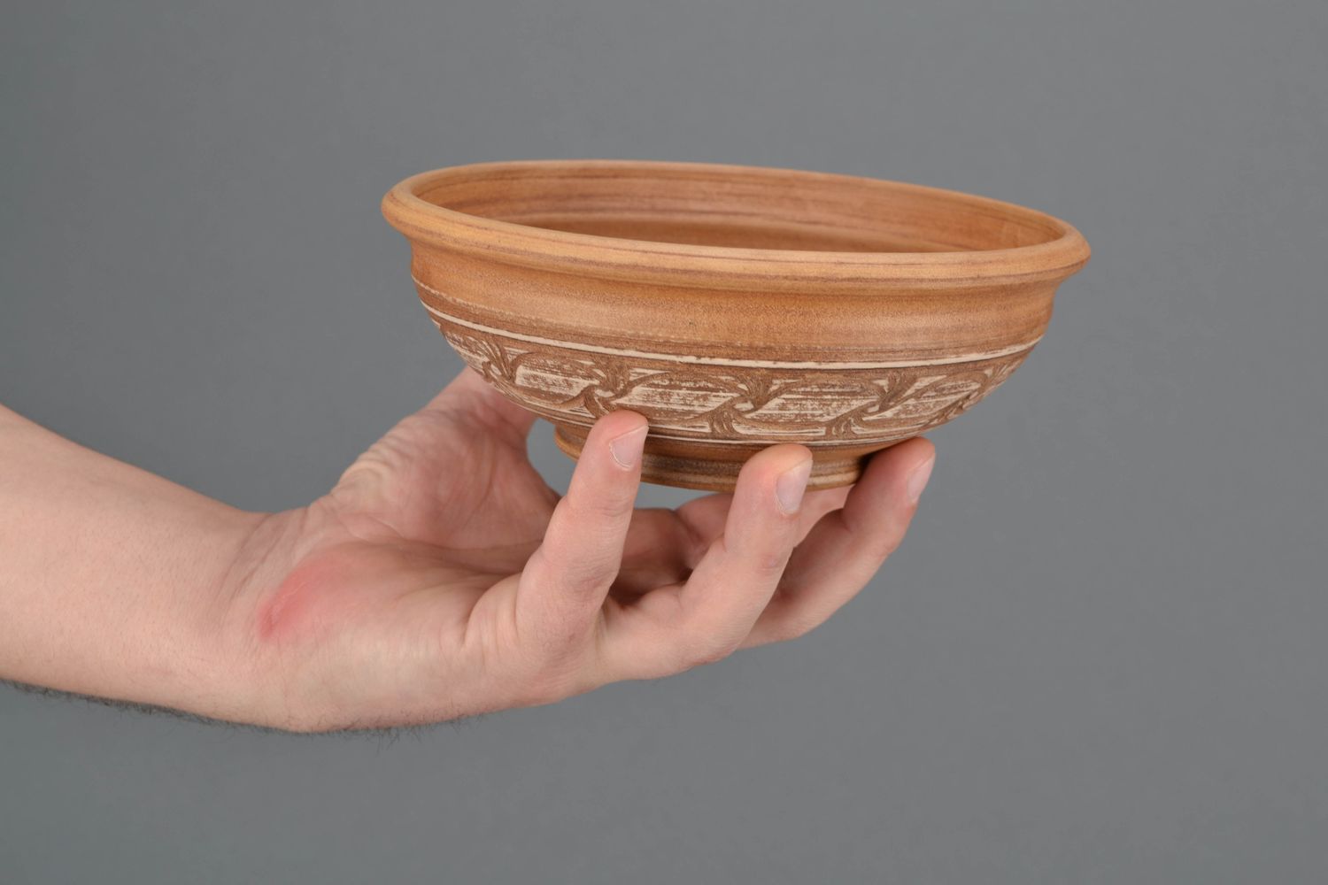 Handmade ceramic bowl kilned with milk 1 l photo 2
