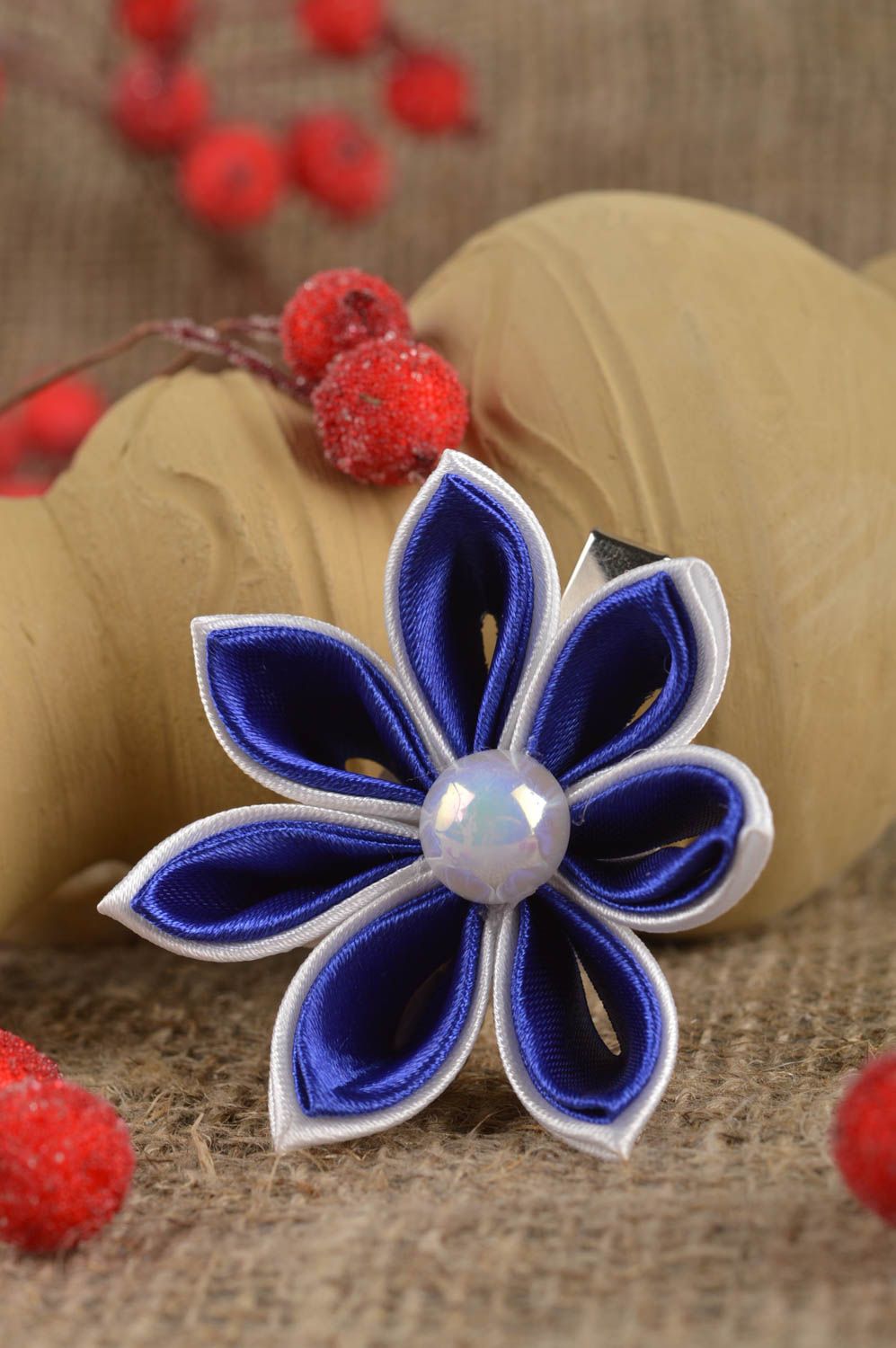 Beautiful handmade textile barrette hair clip flowers in hair gifts for her photo 1