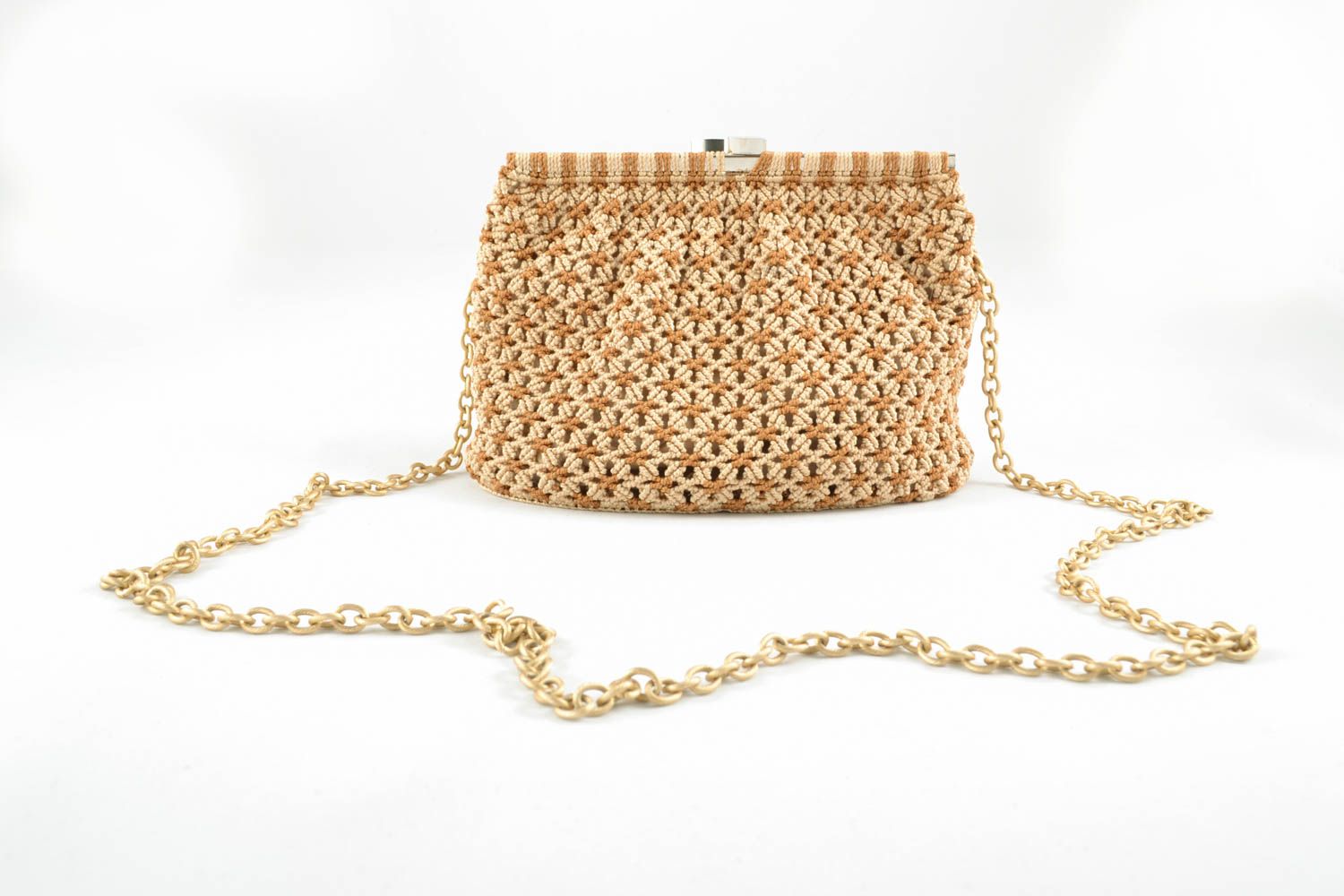 Macrame woven bag with a chain photo 2