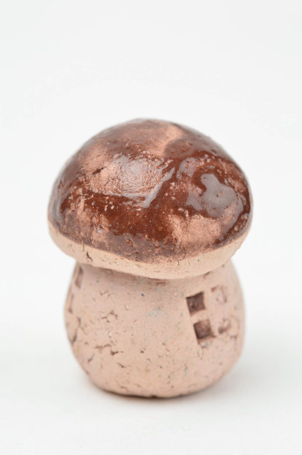 Schöne keramische Figur Pilz mit Bemalung grell künstlerische Handarbeit foto 2