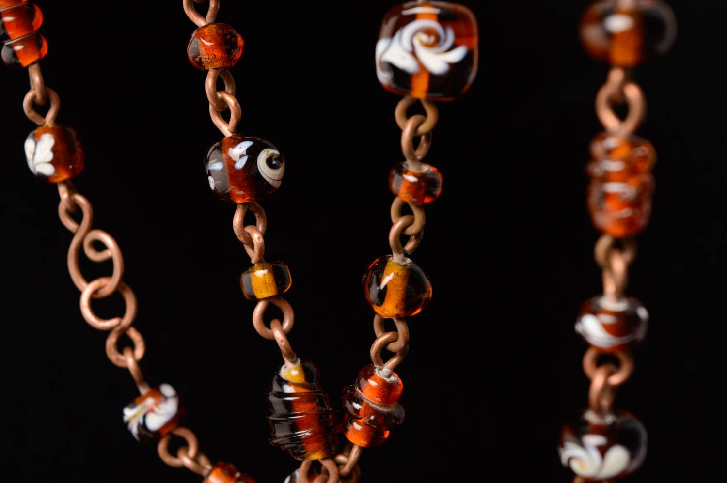 Wire wrap necklace with designer lampwork beads photo 5