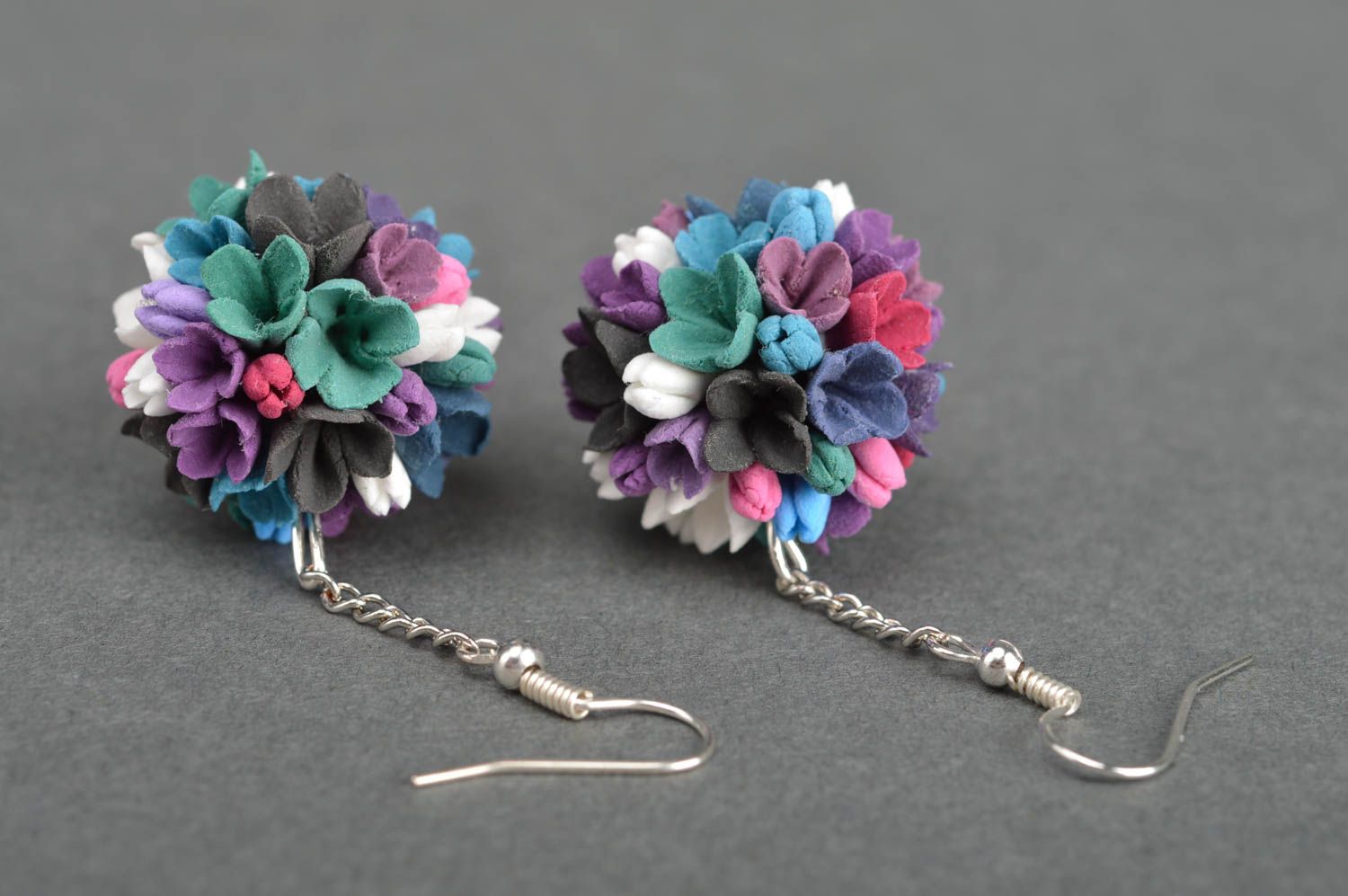 Beautiful handcrafted polymer clay flower earrings designer jewelry for girls photo 5