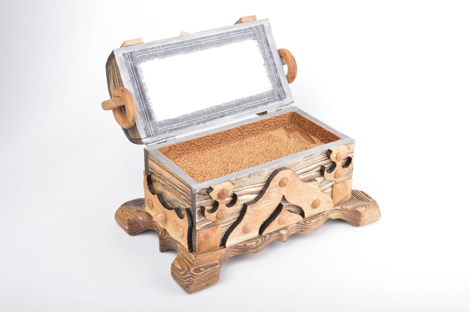 Cajita de madera de pino bonita joyero original artesanal regalo para chica foto 4