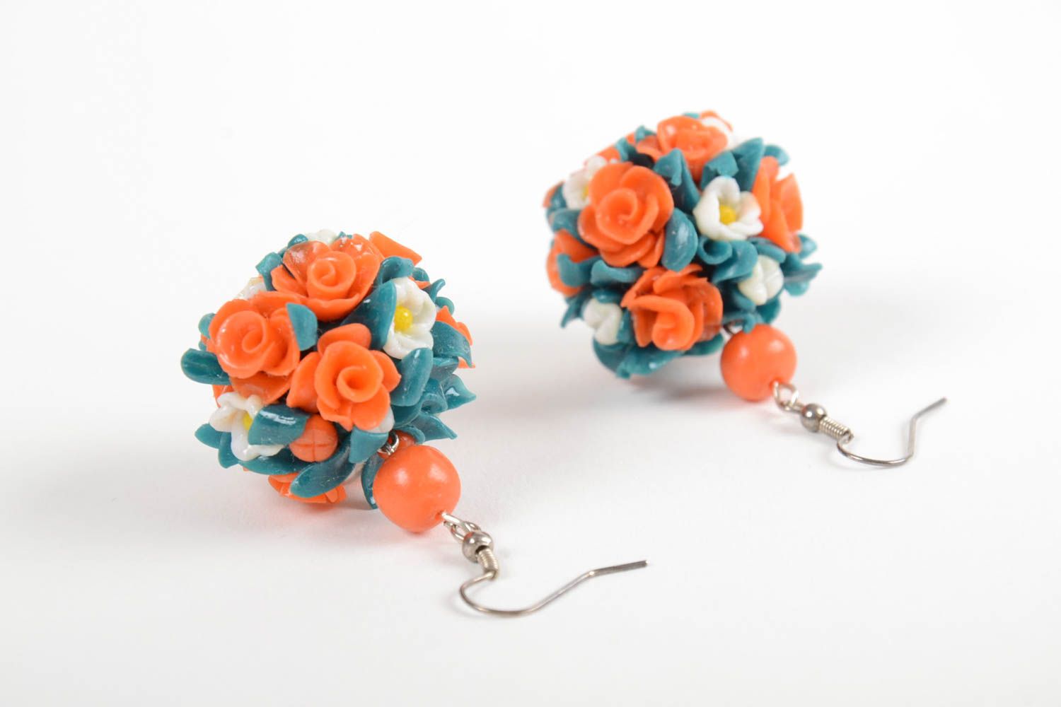Handmade festive flower earrings colorful accessories female earrings gifts photo 4