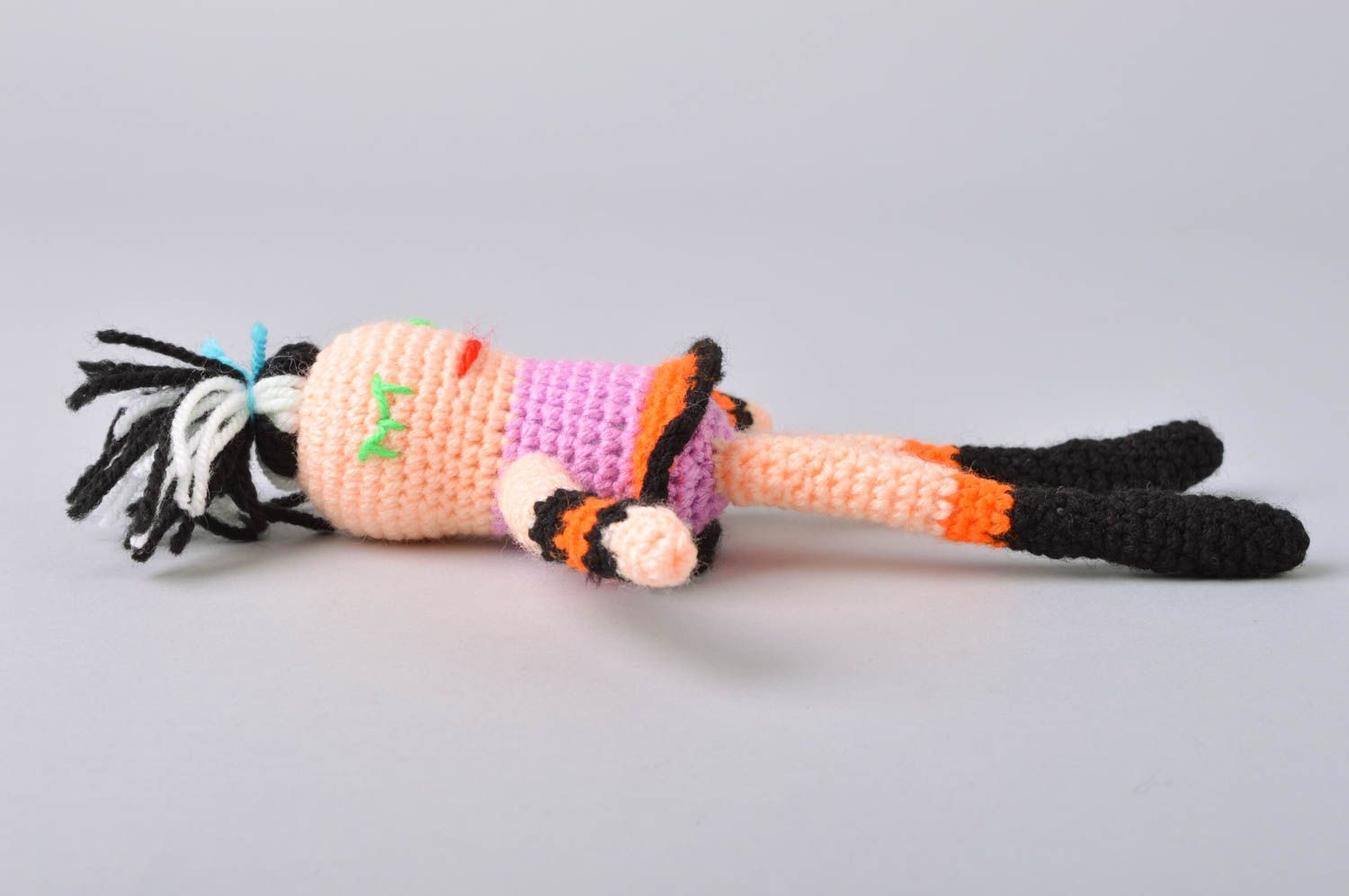 Handmade designer bright colorful crocheted soft toy doll Nika for children photo 4
