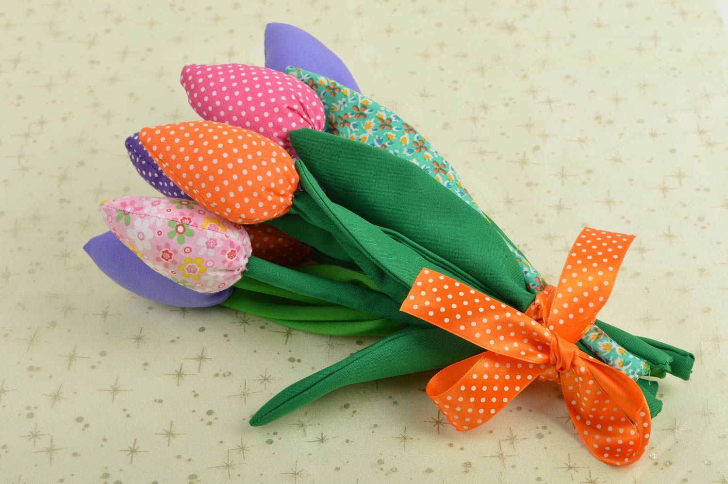 Artificial handmade flowers decorative use only cute 9 textile flowers photo 1