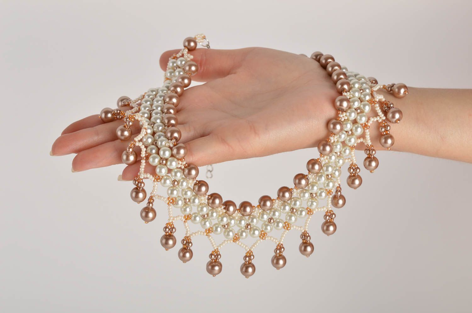 Handmade elegant evening necklace unusual beaded necklace fabulous necklace photo 5