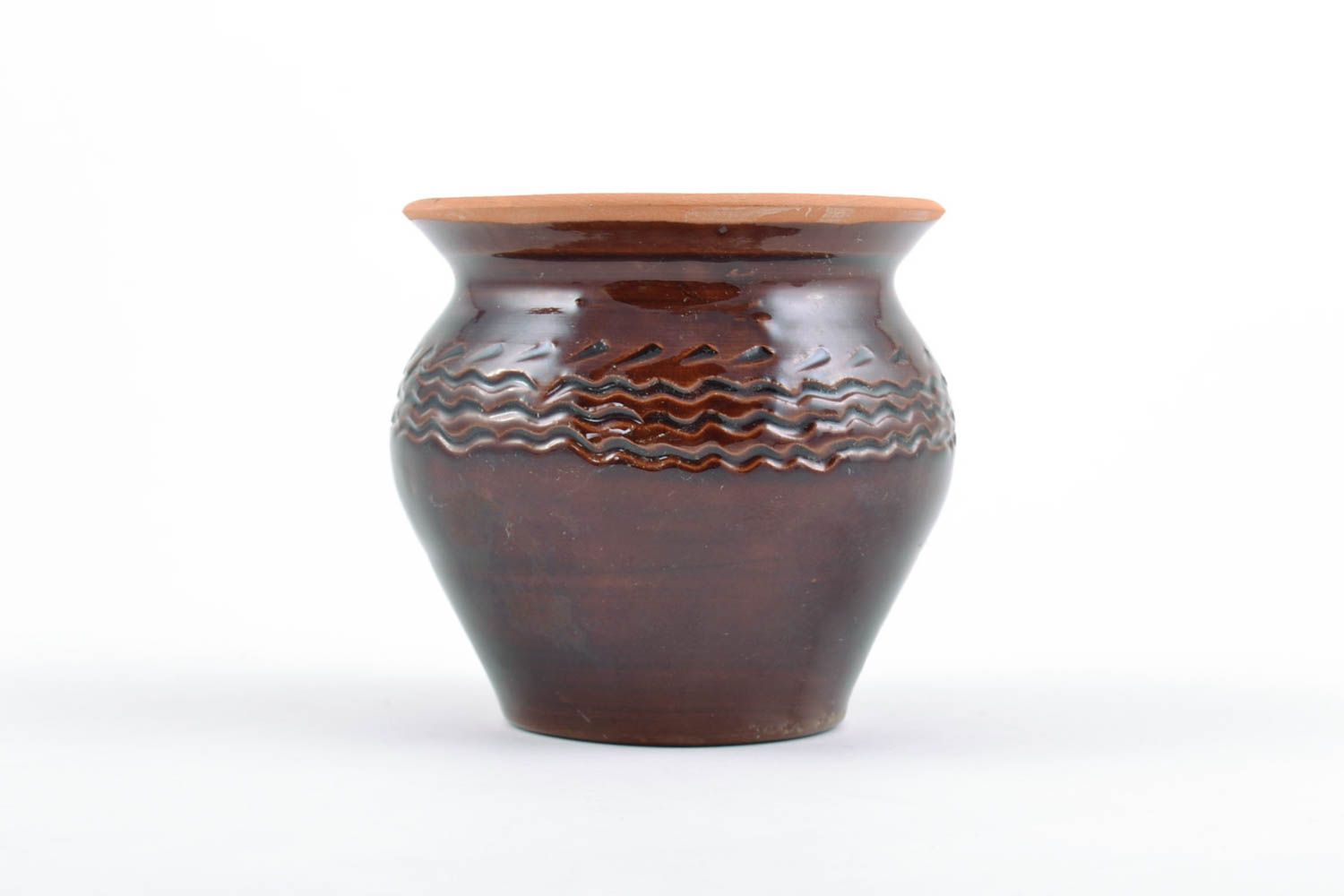 Handmade designer glazed clay pot for spices 200 ml photo 2