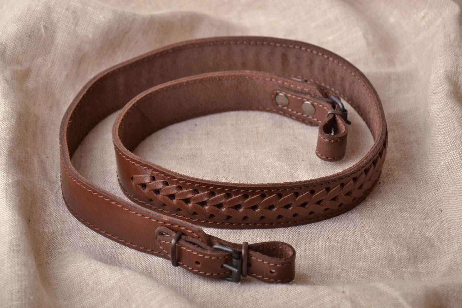 Woven leather rifle sling photo 1