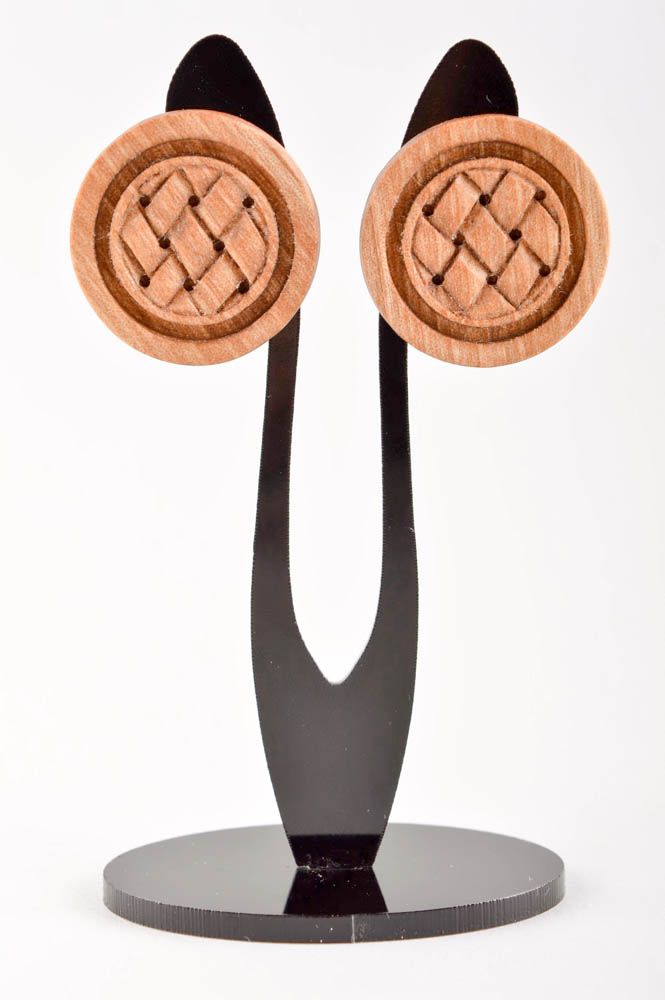 Damen Ohrringe handmade Ohrringe aus Holz rund Schmuck handgemacht im Öko Style foto 2