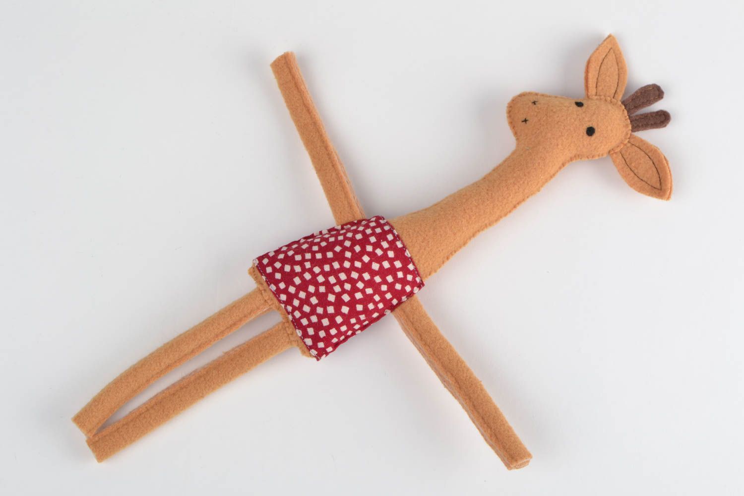 Симпатичная мягкая игрушка в виде жирафа из фетра ручной работы оригинальная  фото 3