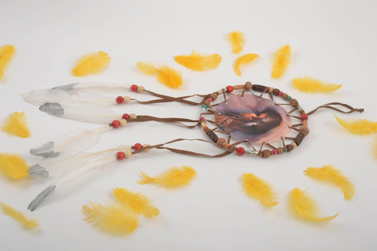 Handmade Deko Anhänger Indianer Traumfänger originelles Geschenk ungewöhnlich foto 1