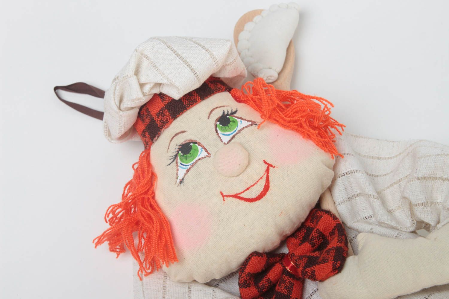 Забавная пакетница из ткани сшитая в виде куклы Повар для декора ручная работа фото 3