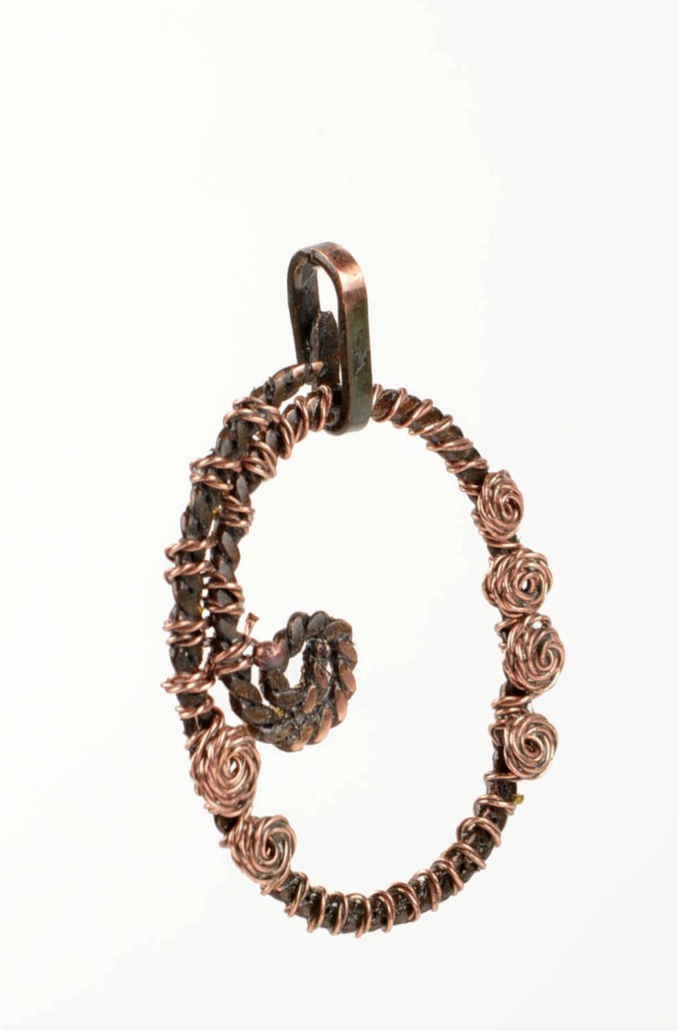 Pendentif ovale Bijou fait main en cuivre design original Cadeau femme photo 4