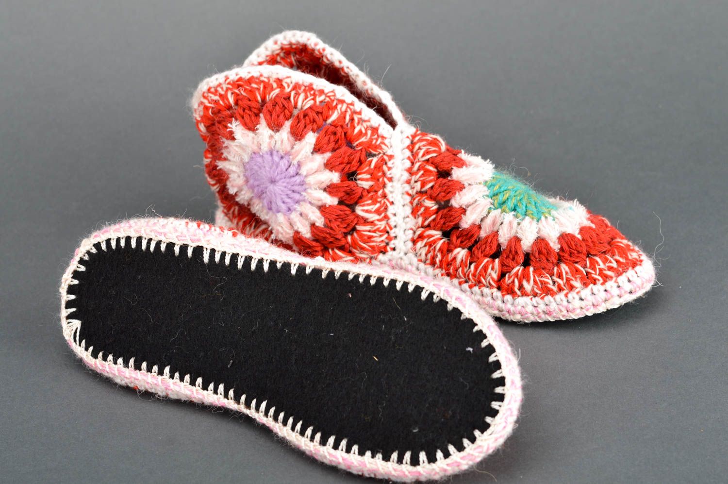 Unusual handmade crochet slippers house shoes warm womens slippers gifts for her photo 5