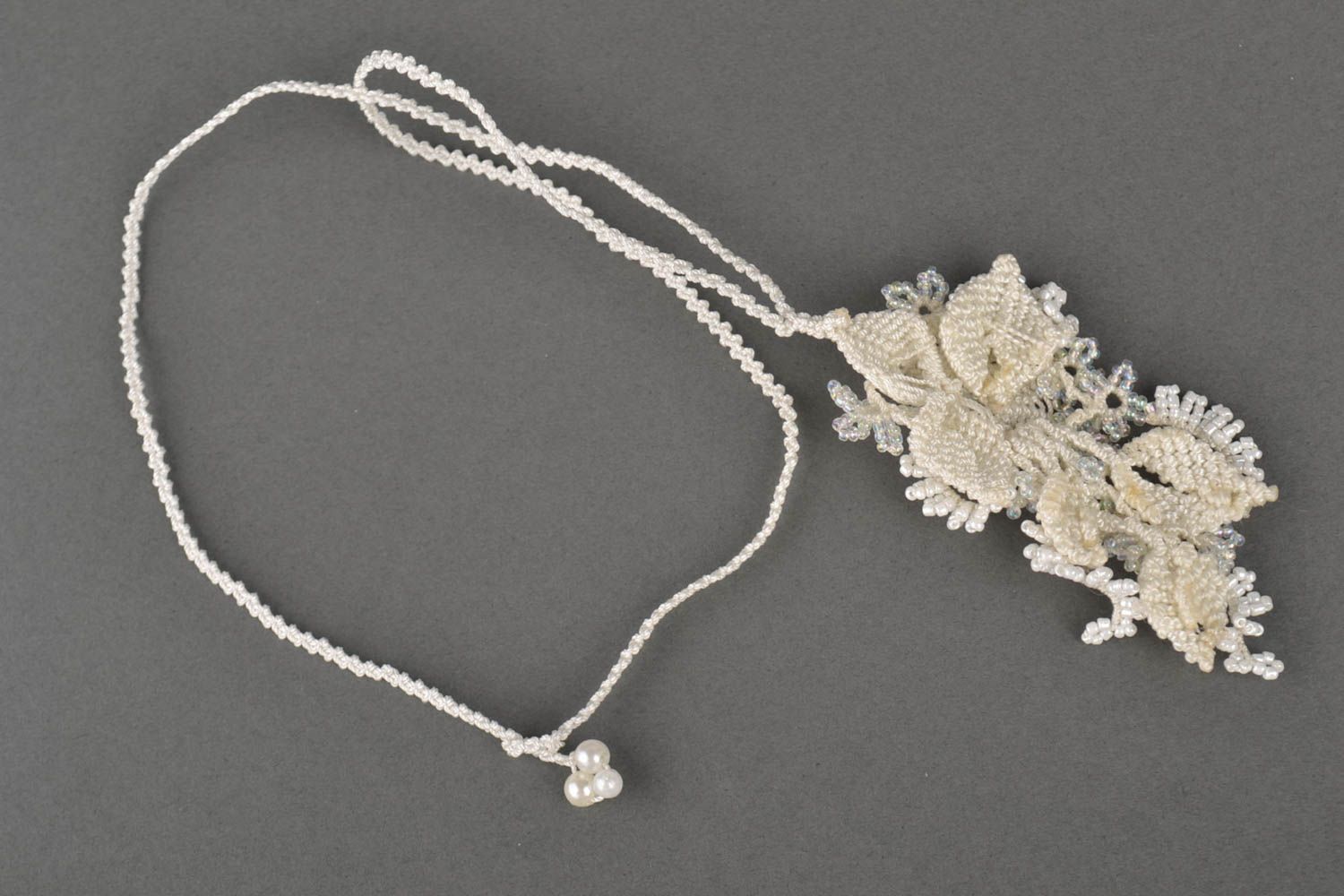 Handmade stylish beautiful pendant elegant accessory woven flower pendant photo 2