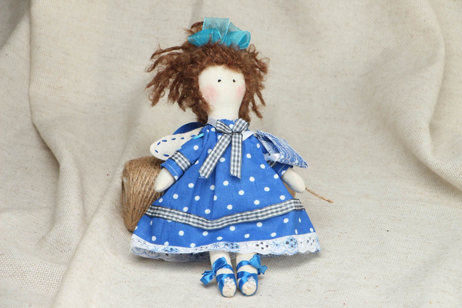 Handmade soft doll Angel in Blue photo 1