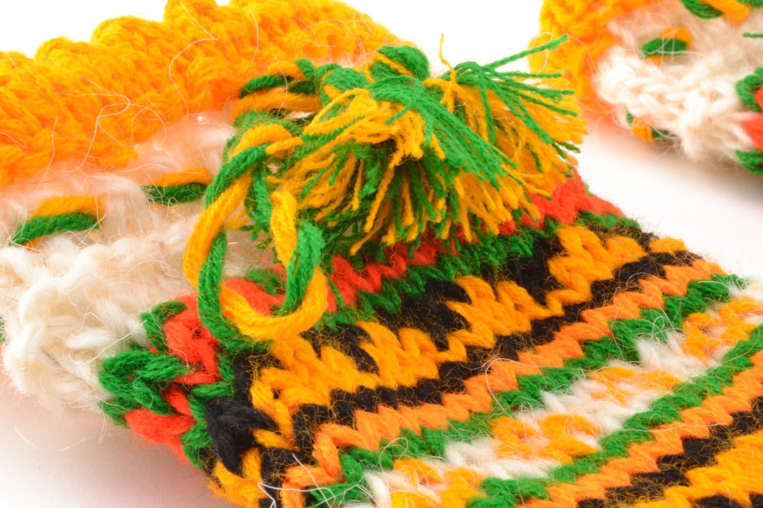Chaussettes tricotées en laine Ornement jaune photo 3