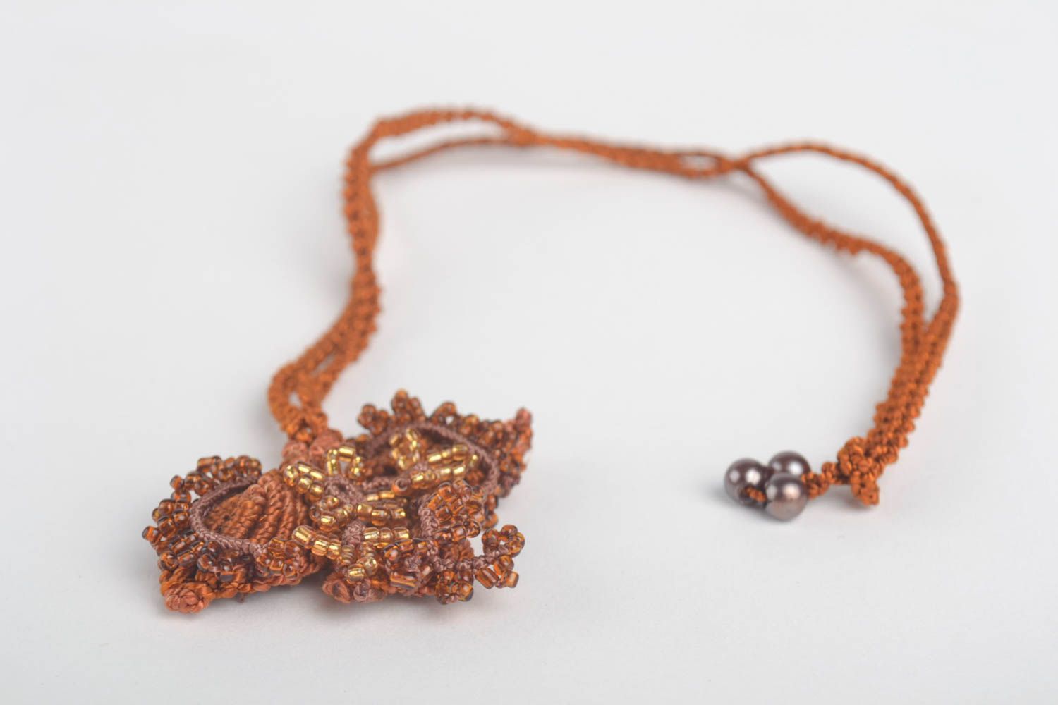 Handmade pendant designer pendant macrame pendant beaded jewelry unusual gift photo 4