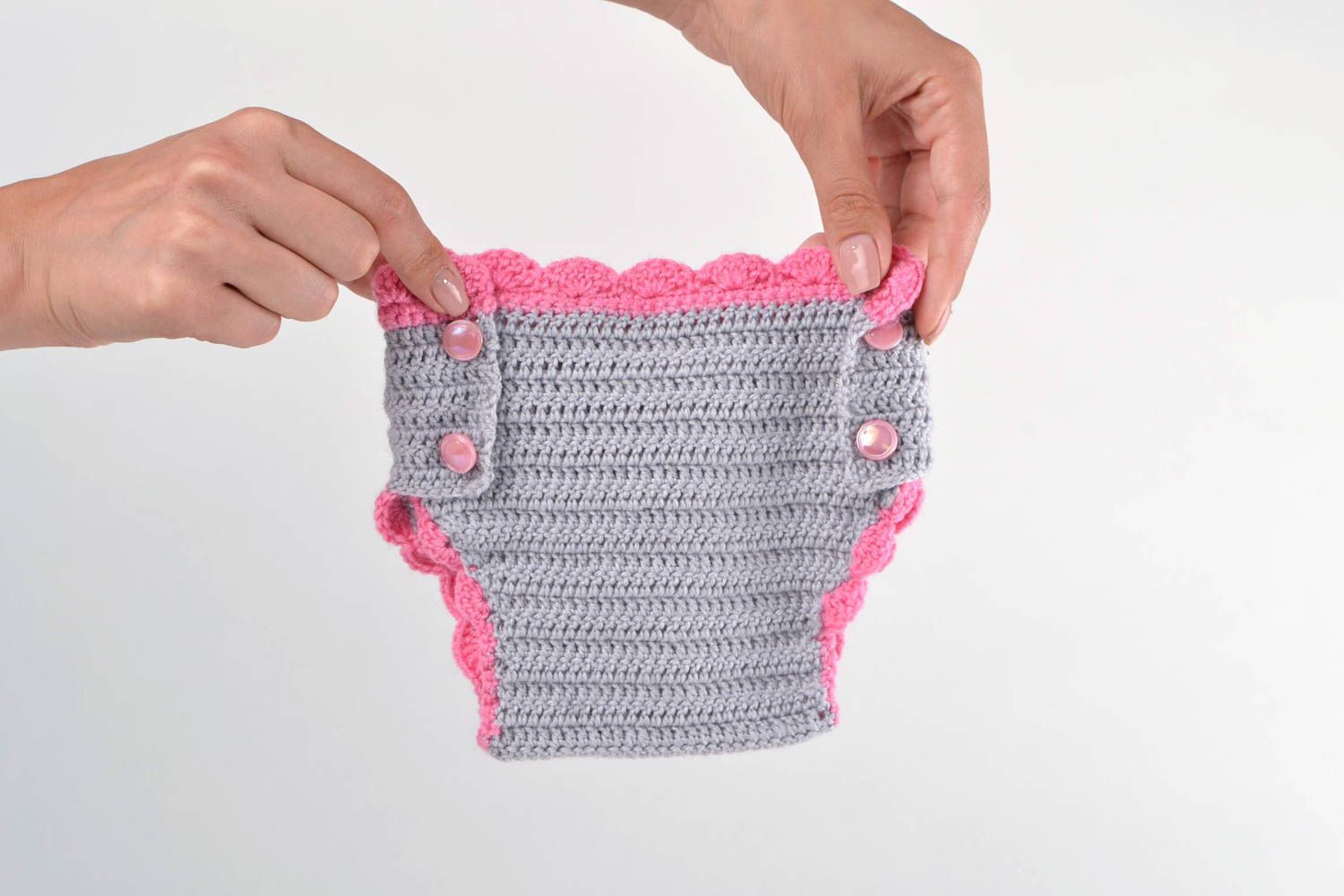 Baby Unterhose handmade Baby Unterwäsche Baby Kleidung gehäkelt grau rosa foto 2