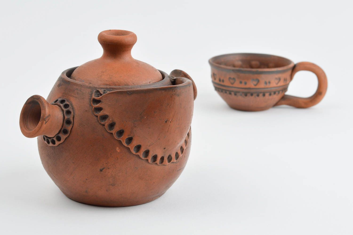 Tetera de cerámica hecha a mano y tazas para té vajilla moderna ecológica foto 3