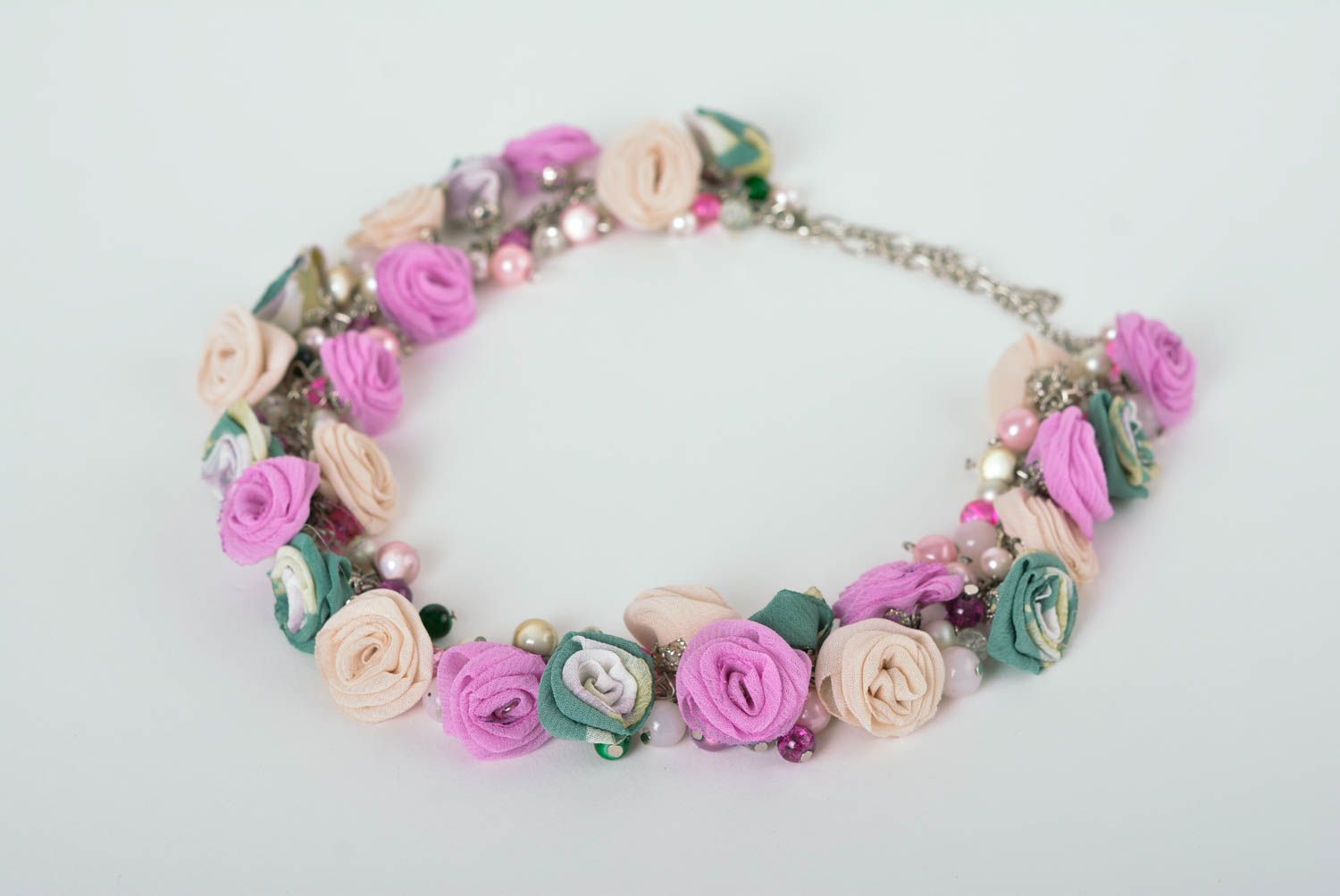 Handmade Damen Halskette Halsschmuck für Damen Schmuck Collier aus Perlen Blumen foto 1