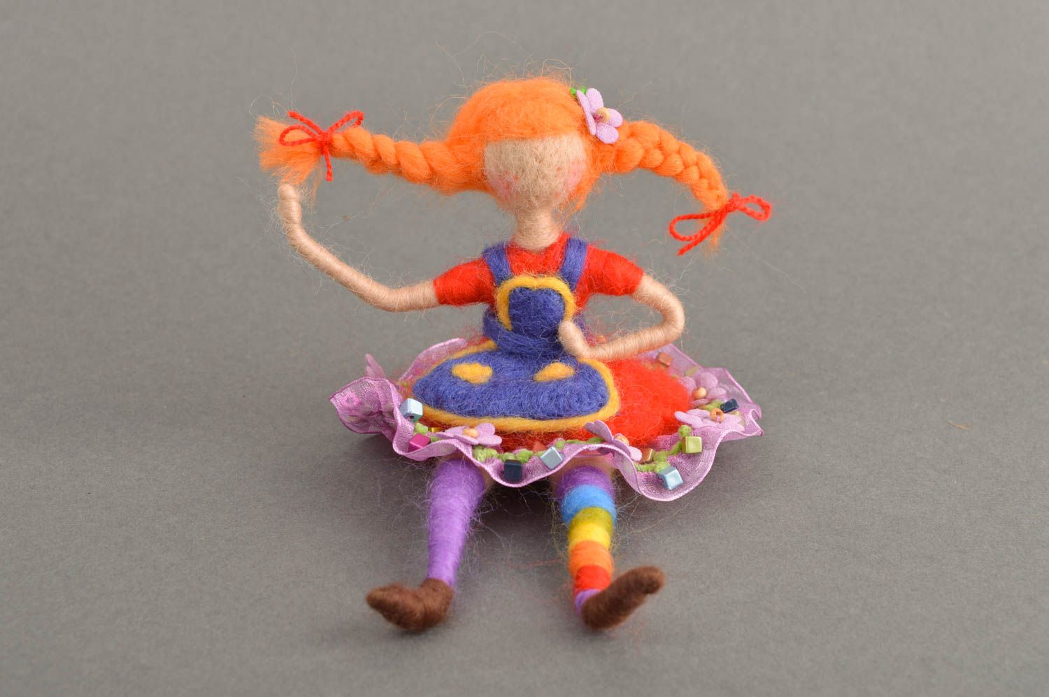 Handmade beautiful felted toy stylish designer toy unusual woolen souvenir photo 4