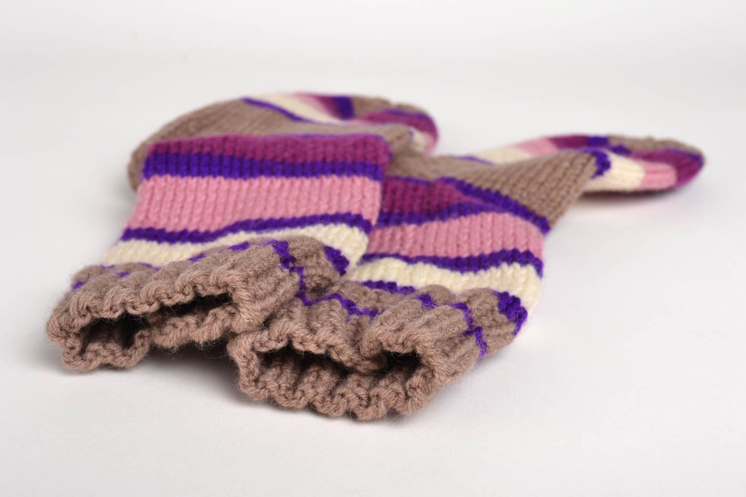 Носки ручной работы шерстяные носки ручной вязки женские носки полосатые теплые фото 4
