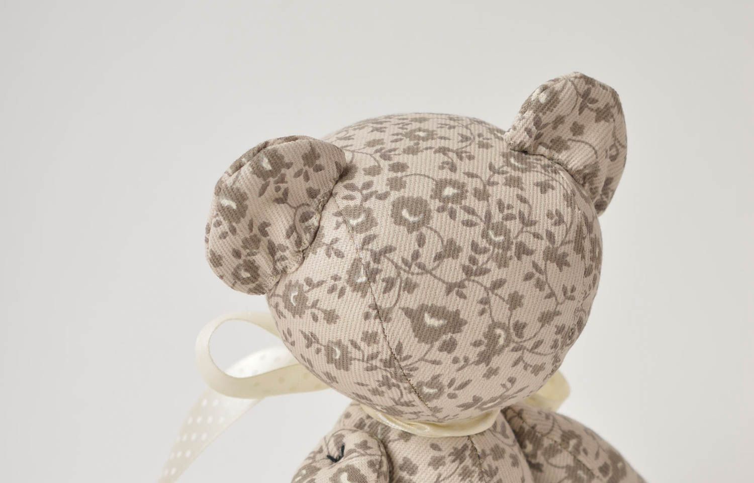 Peluche ourson faite main Jouet en tissu blanc à motif floral Cadeau enfant photo 5