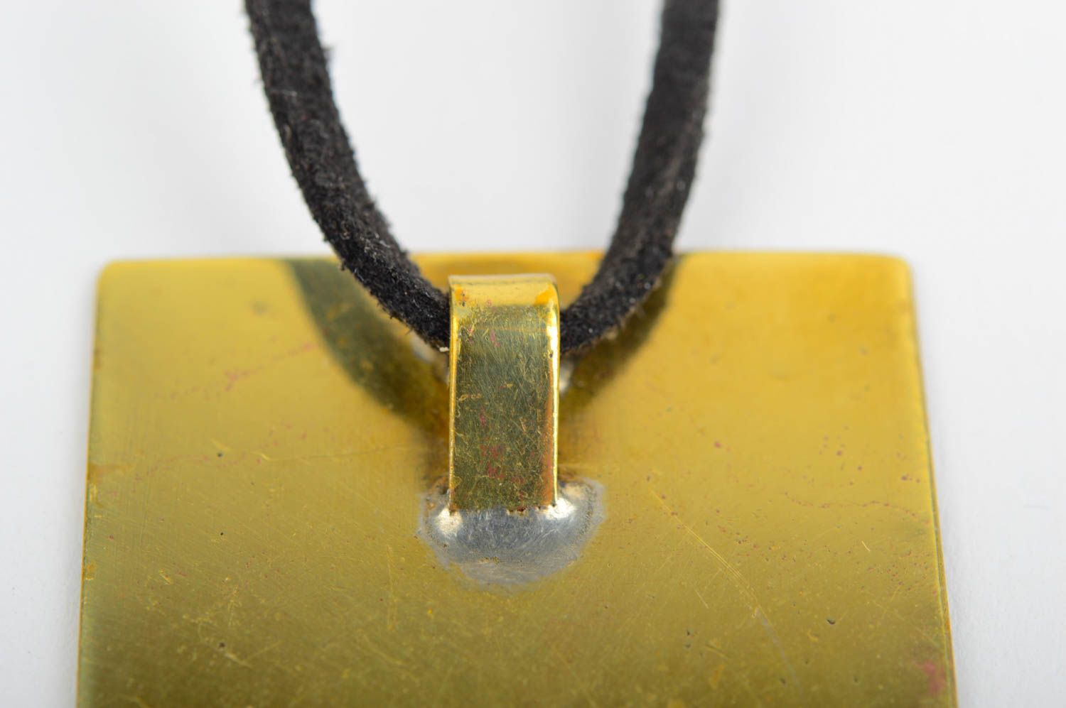 Квадратная подвеска на шею металлическая бижутерия украшение из латуни фото 5