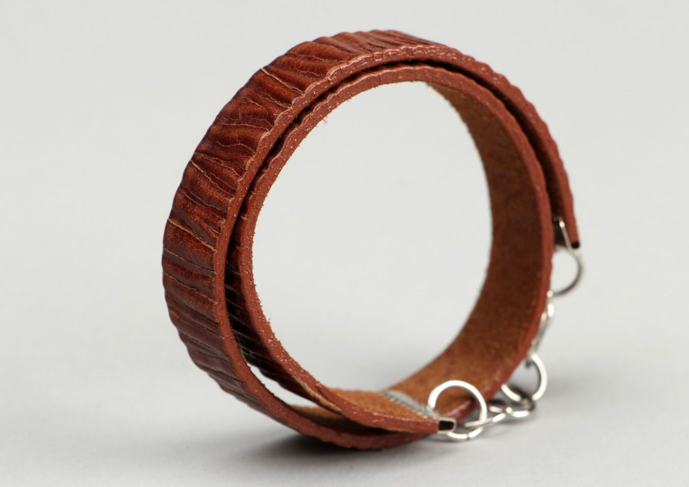 Bracelet en cuir marron fait main photo 1
