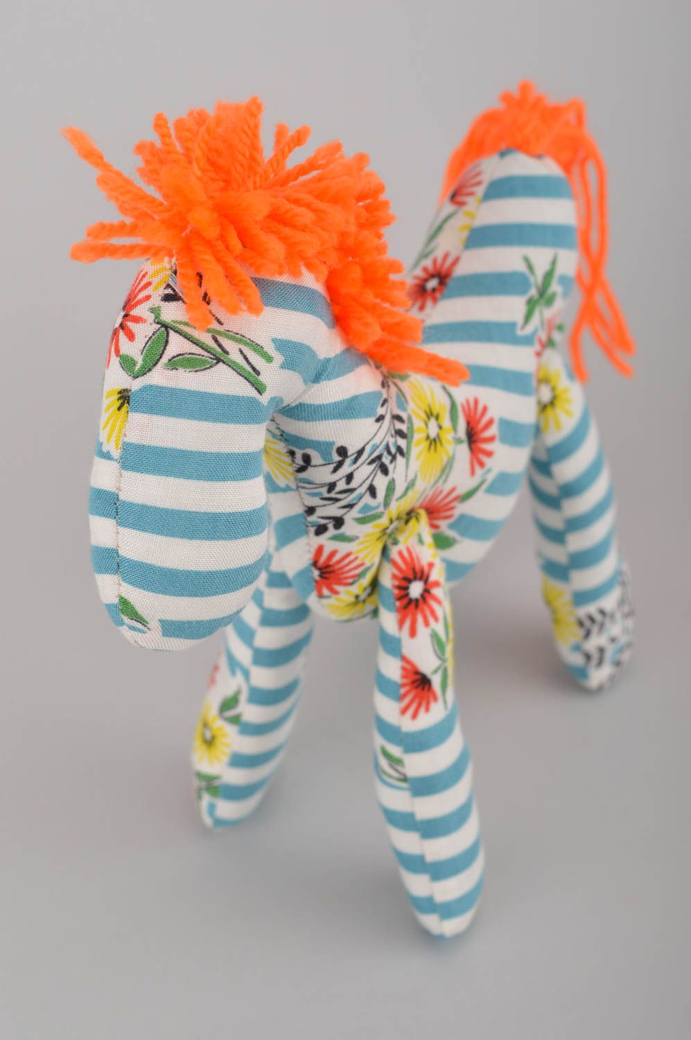 Unusual beautiful designer handmade colorful soft toy horse made of cotton photo 5