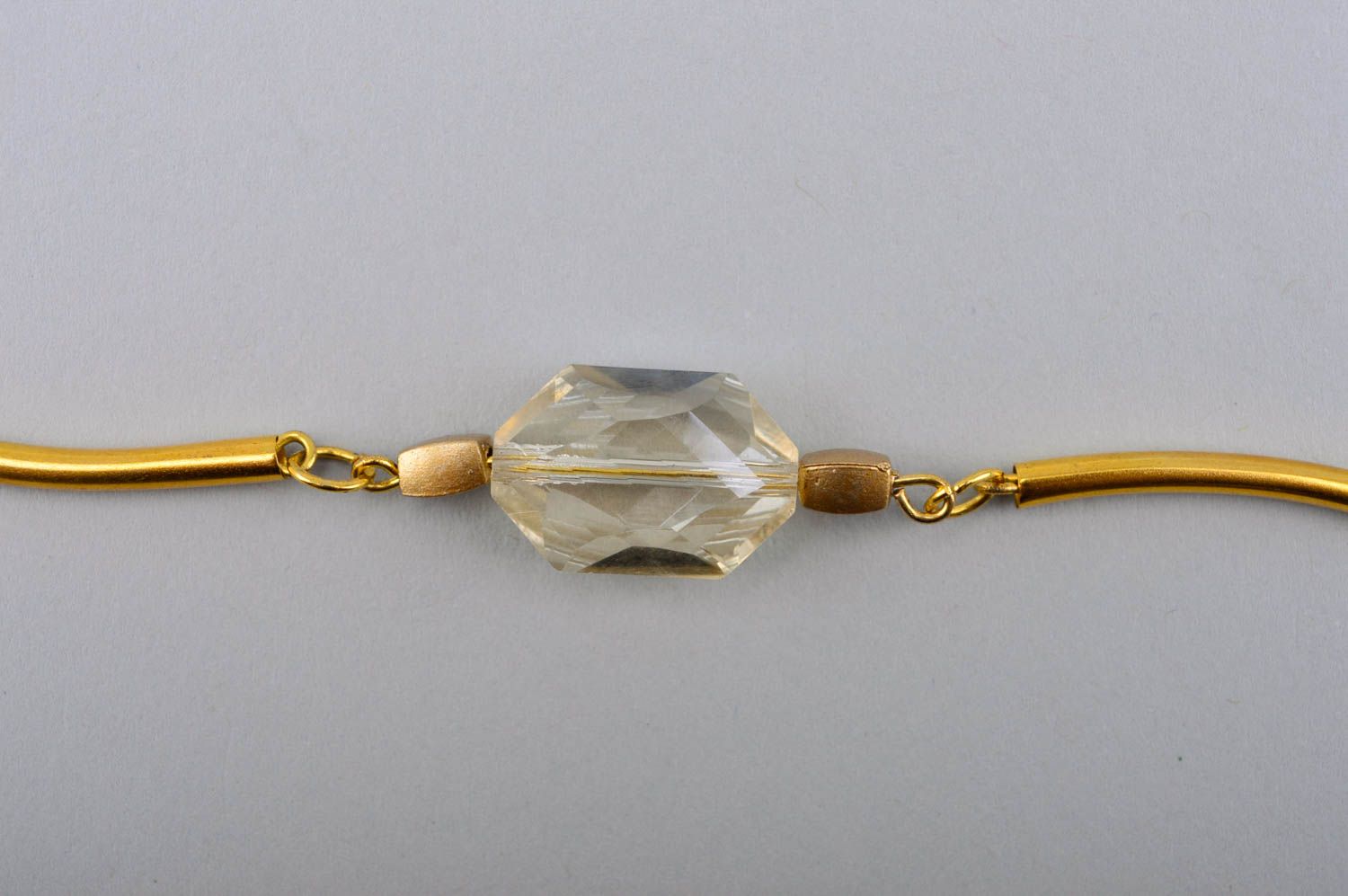 Pulsera con cristal dorada hecha a mano regalo original accesorio para mujer foto 4