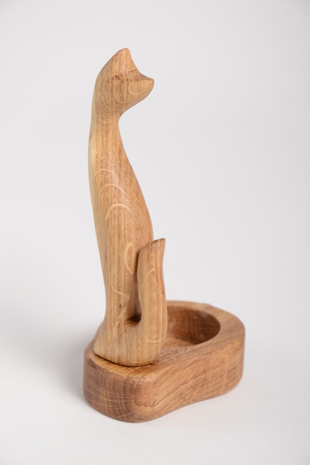 Bougeoir en bois fait main Porte-bougie chat design original Déco maison photo 4