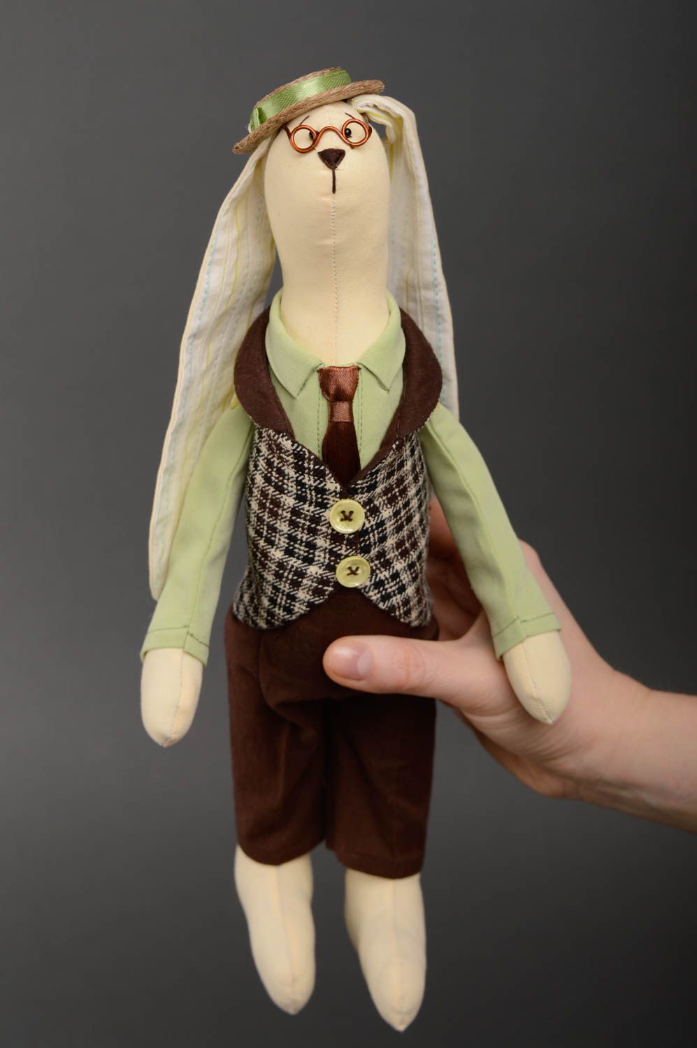 Jouet mou fait en tissu de coton naturel en forme de lapin cadeau pour enfant photo 4