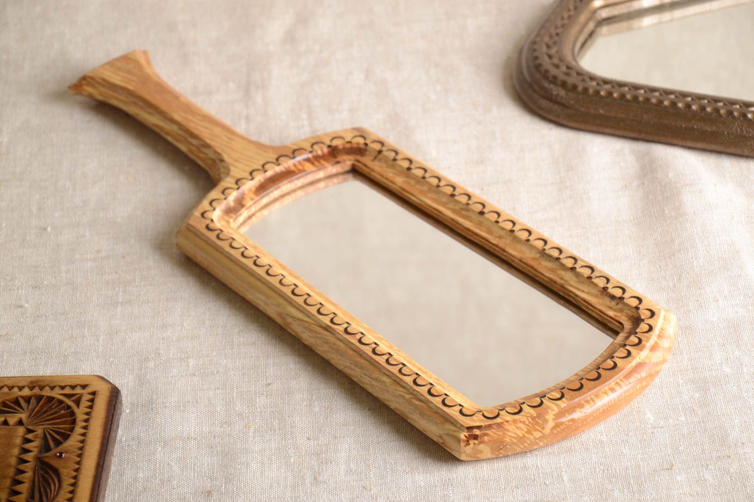 Espejo decorativo de madera artesanal accesorio para mujer regalo original foto 1