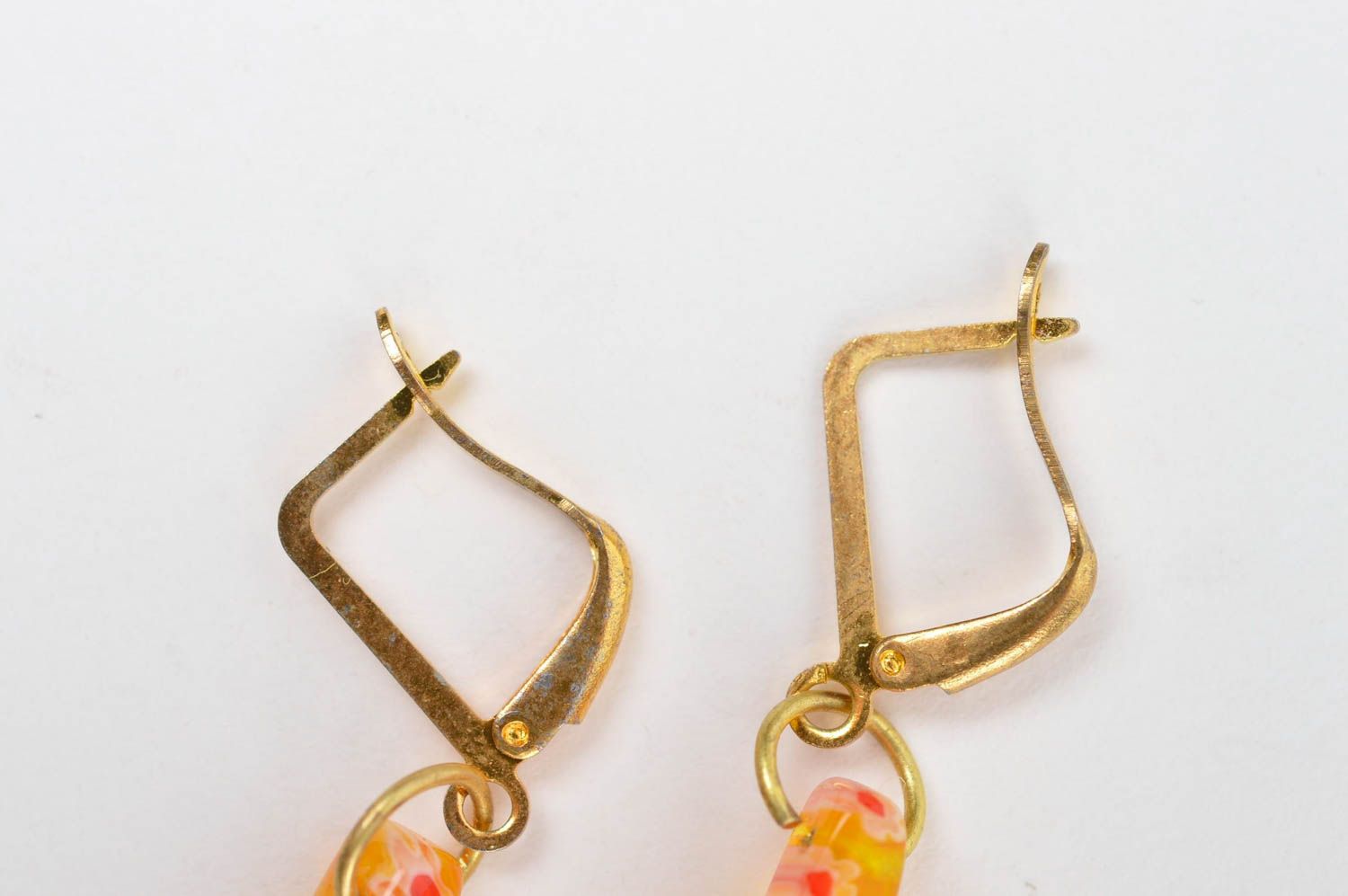 Handmade Accessoire für Frauen Damen Schmuck Glas Ohrringe schön lang gelb foto 4