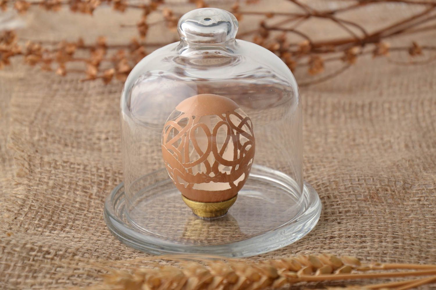 Handmade carved egg for decor photo 1