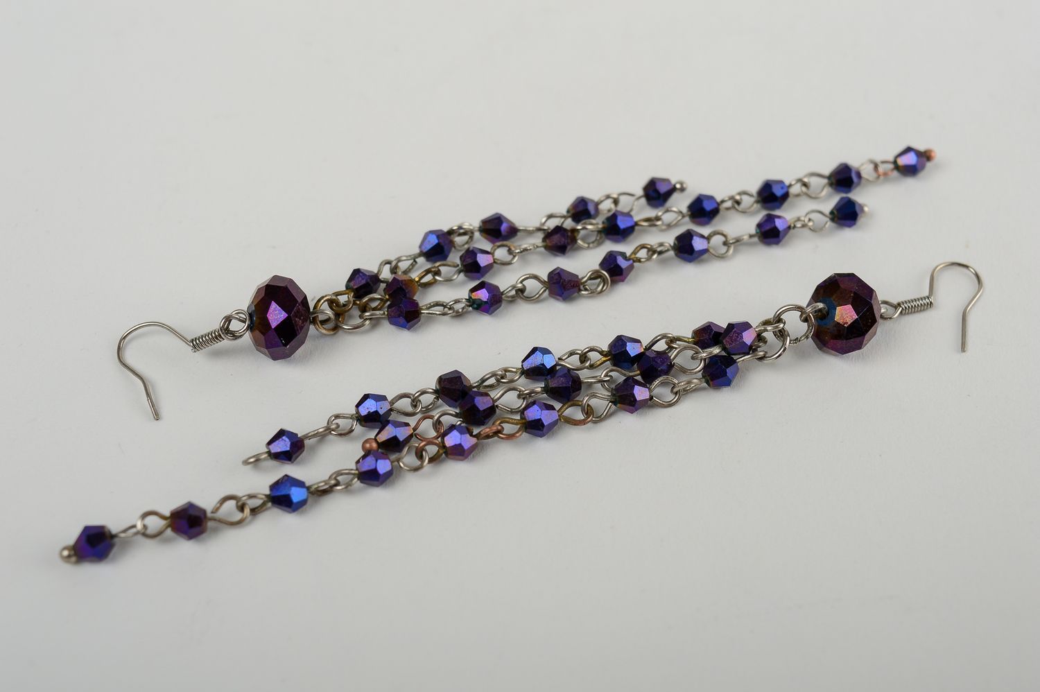 Long beaded earrings handmade earrings with charms stylish accessories photo 4