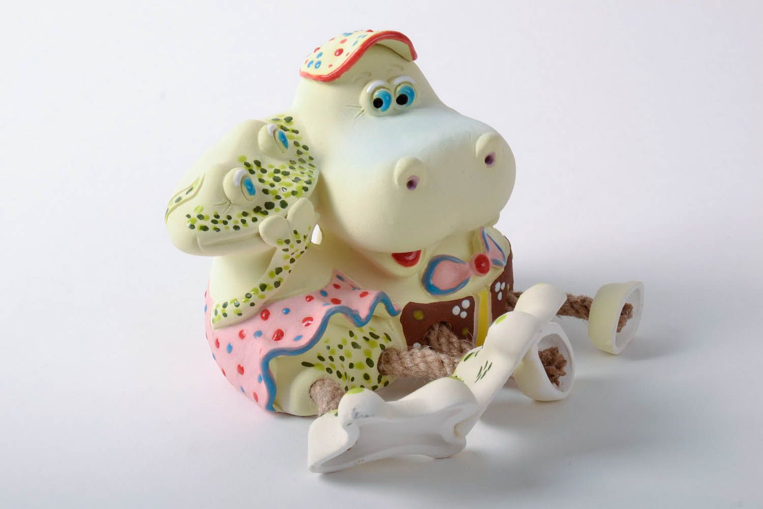 Hucha cerámica “Hipopótamo y rana” foto 1