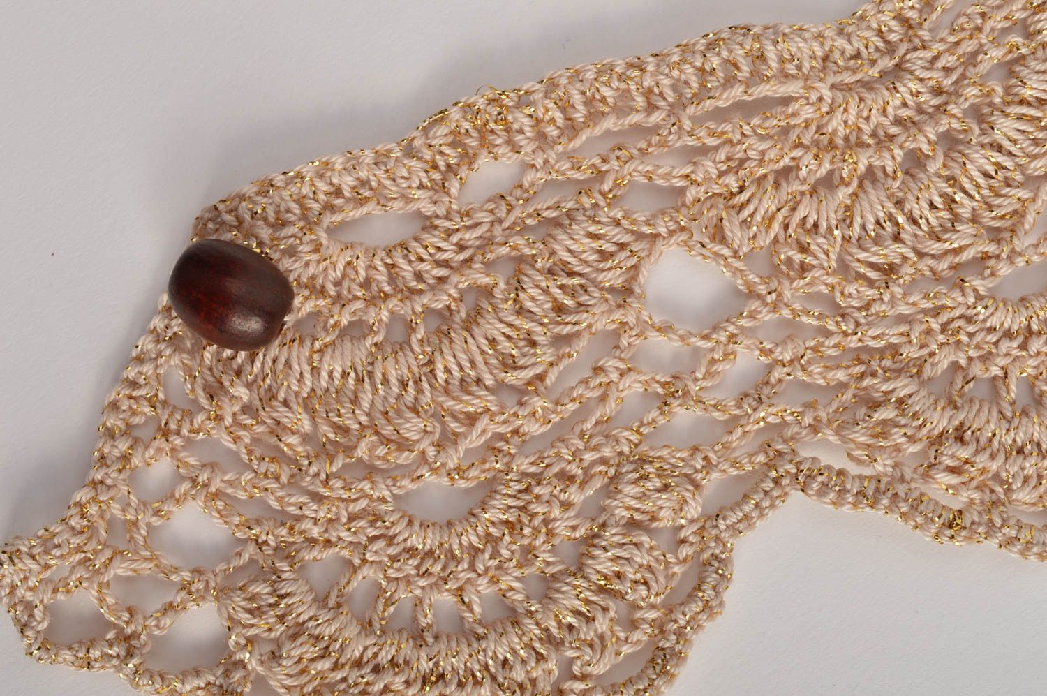 Beautiful homemade designer cotton crochet collar with lurex removable photo 4
