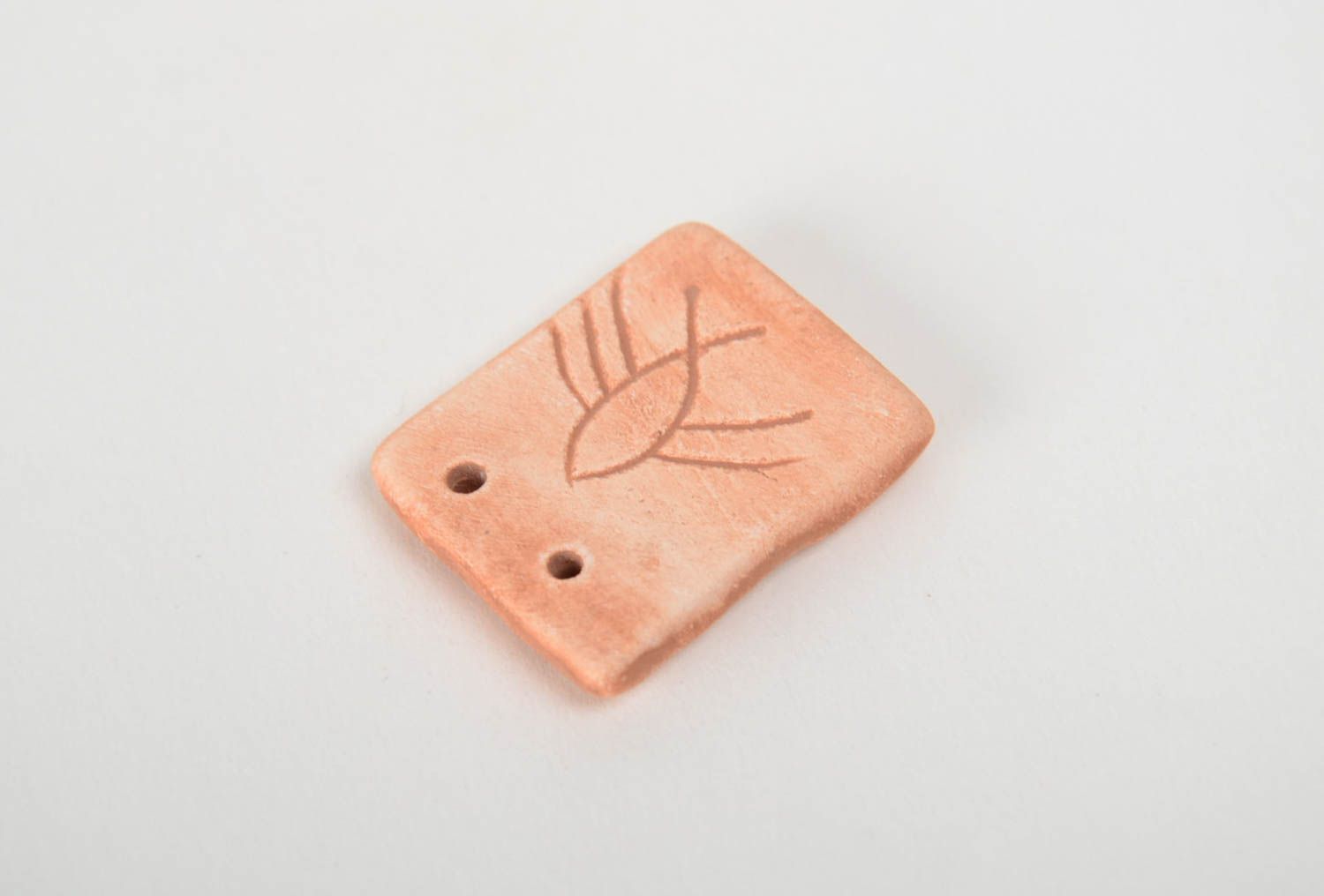 Handmade DIY clay pendant of square shape blank for jewelry making photo 3