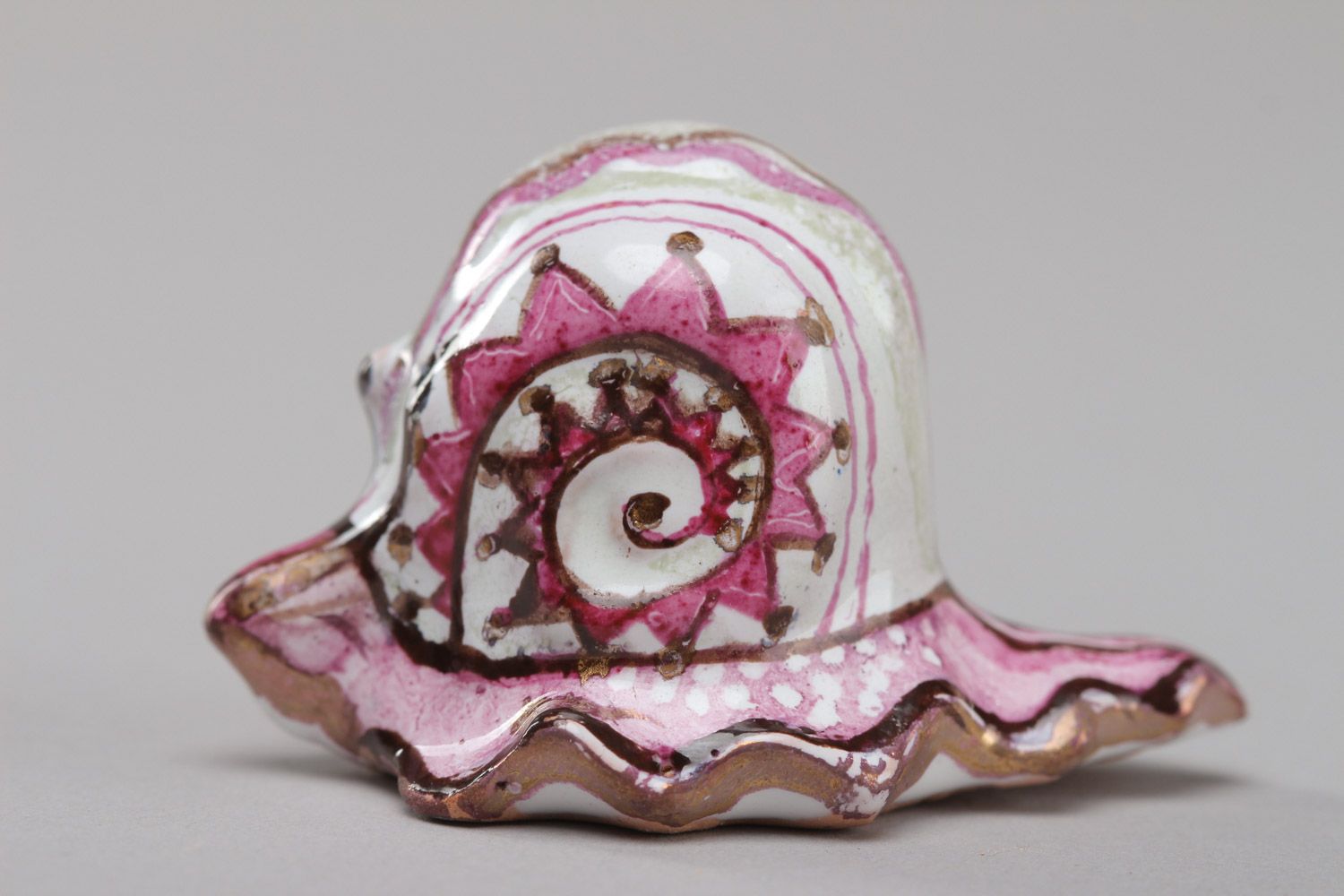 Figura de cerámica decorativa diminuta hecha a mano caracol foto 2