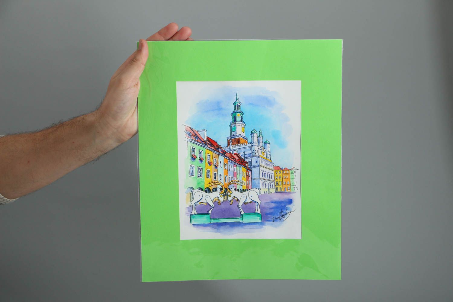 Homemade watercolor painting Poznan photo 4